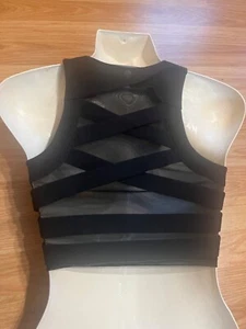 Zella Small Tank Crop Top Black Sheer Crisscross Back - Picture 1 of 5