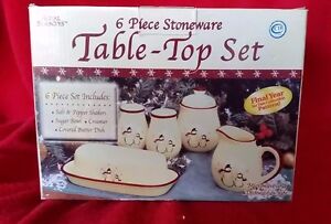 Royal Seasons Christmas Assesories Table Top Set Holiday Snowmen Stoneware 