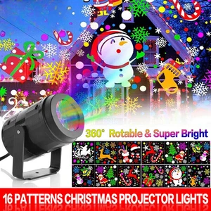 16 Patterns Christmas Projector Light Indoor Moving LED Laser Snowflake Lamp - Picture 1 of 14