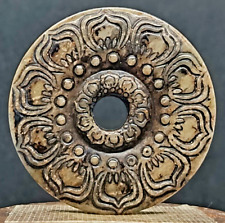 Ancien disque bi ancien Jade Hetian double sculpté à la main culture...