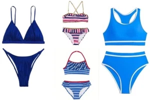 NWT TEEN GIRLS 16 SHADES of BLUE SKIMPY SUNBATHING, ATHLETIC WATER SPORT BIKINI - Picture 1 of 30