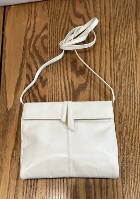 Franco Bellini 意大利 Whlte 皮革手拿包 斜挎包 手提包 意大利 90 年代 复古 40 — 第 1/4 张图片