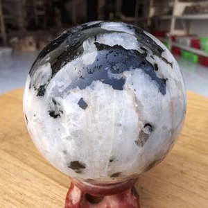 500g Large White Rainbow Moonstone Crystal Sphere Rare Quartz Ball Healing - Foto 1 di 14