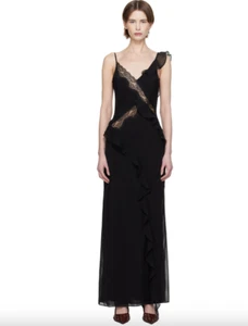 Brand New BEC + BRIDGE Black Knox Ruffle Maxi Dress in 100% silk Size XS AU 6  - Picture 1 of 5