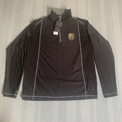 Vegas Golden Knights Sweater Adult Large Grey Stripe 1/4 Zip Pullover Fleece NWT Cover