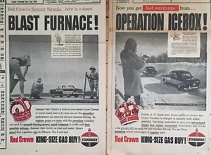 Large 1952 newspaper ads for Red Crown Standard Gas - Op Icebox, Blast Furnace - Picture 1 of 1