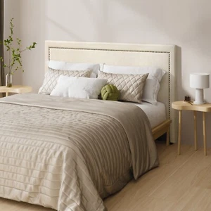 Oikiture King Size Bed Headboard Bedhead Bedroom Furniture - Beige - Picture 1 of 7