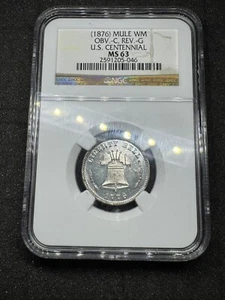 (1876) MULE WM OBV.-C, REV.-G U.S. CENTENNIAL MS63 ๐๐ - Picture 1 of 4