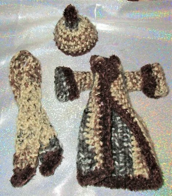 BUFANDA SOMBRERO ABRIGO / Para muñecas Monster Ever After High ropa invierno neutros multi Foto 1 de 4