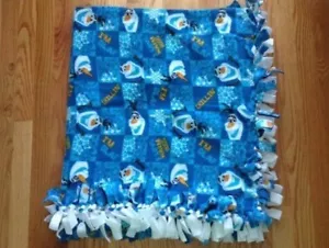 Disney's Frozen Olaf Snowman Flannel Tie Blanket, Handmade New - Picture 1 of 2