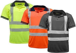 Paquete de 5 Camisas Polo para Hombre Hi Vis Alto Vis Visibilidad Mangas Cortas Seguridad Trabajo Nuevo - Imagen 1 de 7