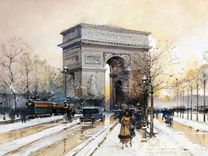 ARCO TRIUNFAL París por E.Laloue azulejo mural cocina salpicadero mármol cerámica - Imagen 1 de 14