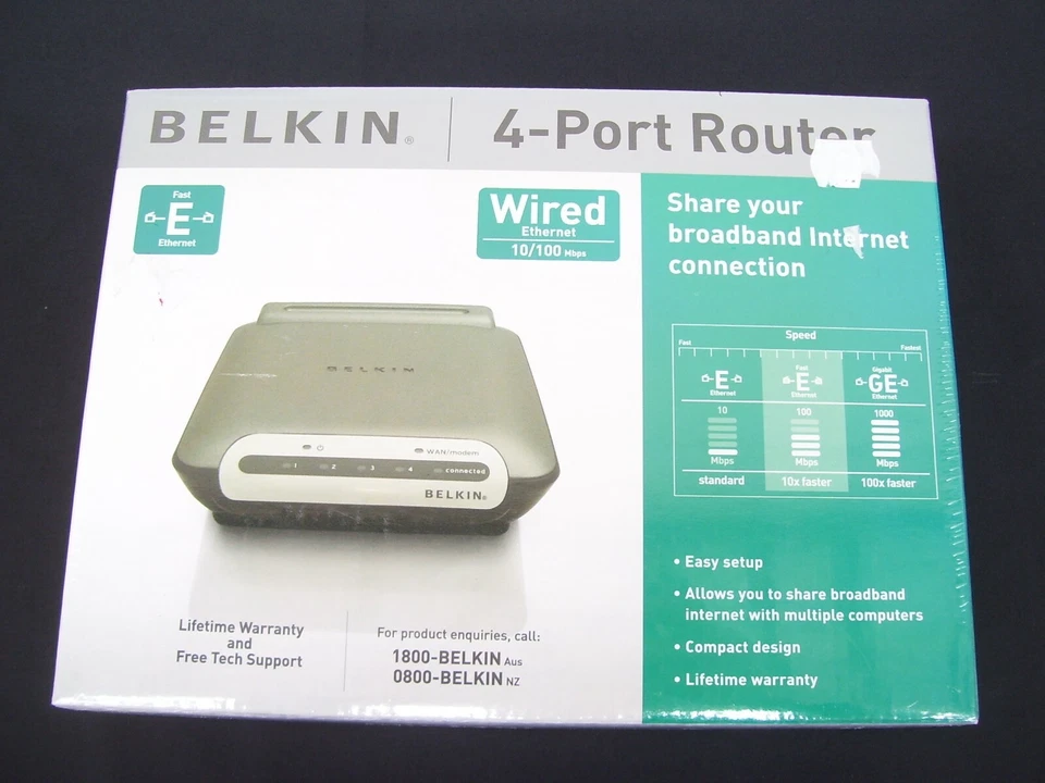 4-PORT 10/100 ROUTER NETWORK WIRED ETHERNET BELKIN F5D5231AU4 - Image 1 of 4
