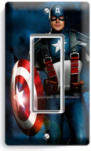 CAPTAIN AMERICA SUPERHERO STAR SHIELD SINGLE GFCI LIGHT SWITCH WALL PLATE DECOR - Picture 1 of 1