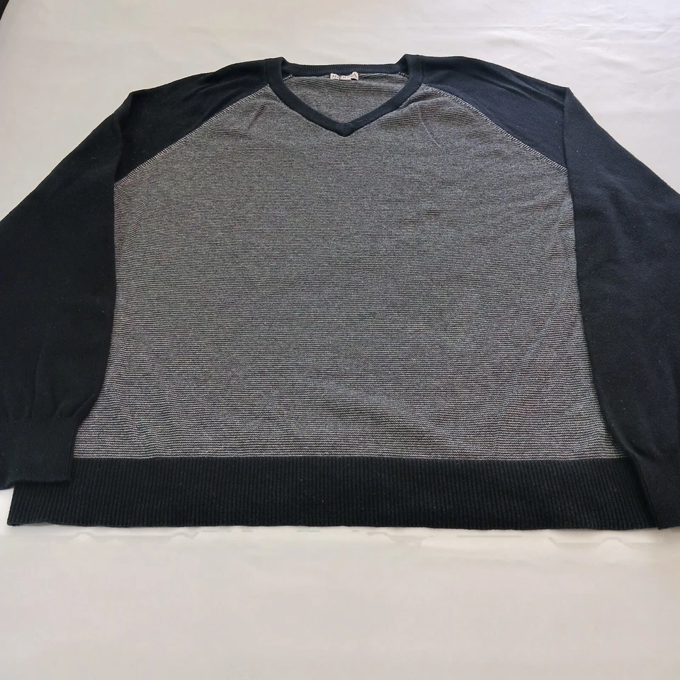 Винтажный Merona v-образным вырезом мужской черный и серый пуловер толстовка с длинным рукавом размер 2XL - Изображение 1 из 4