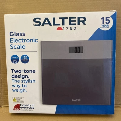 Báscula de baño digital Salter pantalla de peso corporal plataforma de vidrio plata/gris Foto 1 de 4