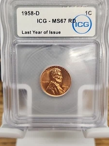 1958-D ICG 1C Lincoln Wheat Cent/Penny Red MS-67 RD Below Wholesale !! (#350) - Picture 1 of 3