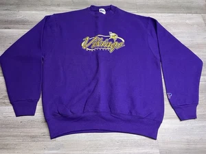 Vintage 90s Pro Player Minnesota Vikings Purple Crewneck Sweatshirt XL USA Made - Picture 1 of 7