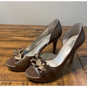 CARLOS SANTANA GOLD/ TAN HIGH HEEL SHOES SIZE 7.5 M - Picture 1 of 12