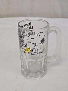Snoopy & Woodstock Glass Root Beer Mug Stein Peanuts “It Never Fails… - Picture 1 of 5
