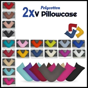 V-förmiger Kissenbezug Polycotton Orthopädische Rücken Nackenstütze V-Bezüge (2er Pack) - Bild 1 von 84