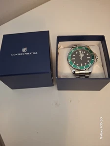 NEU MONTRES PRESTIGE x INVICTA Herren Submariner Taucher-Lünette Blau-Gold Uhr 42MM - Bild 1 von 4