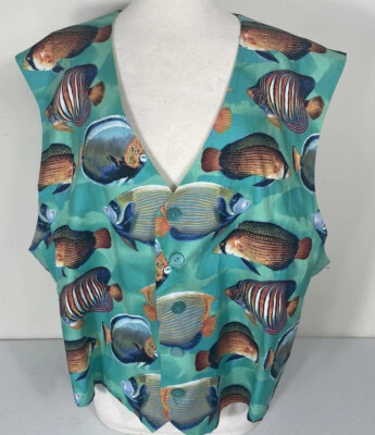 Tropical Fish Tuxedo Formal Vest XXL Coral Reef Ocean Waist Coat Adjustable - Image 1 of 4