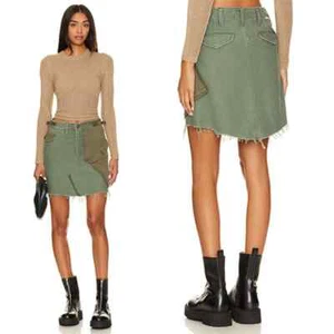 NWT Mother The G.I. Jane Frayed Cargo On The Double Green Mini Skirt - Picture 1 of 8
