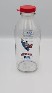 Superman Glas Milchflasche Krug Vintage Warner Bros Studios Kent Dairies 1998 - Bild 1 von 17