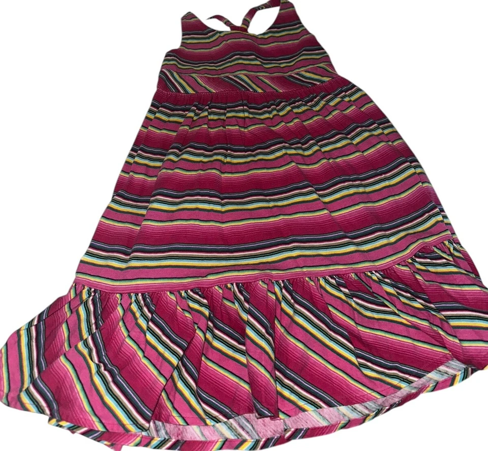 Ralph Lauren Girls Sleeveless Sundress Sz 5 Pink Multicolor Stripe Summer - Image 1 of 4