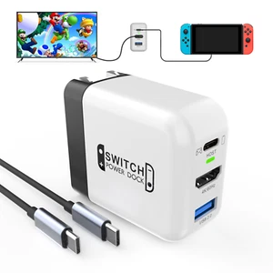 36W Portable TV Docking Station for Nintendo Switch Travel Power Adapter Hub - Picture 1 of 12
