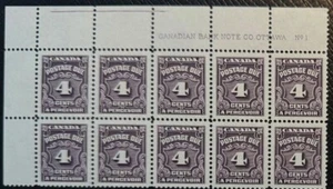 CANADA NO J17, P#1, UL PLATE BLOCK, VF MINT NH (KF630a) - Picture 1 of 1