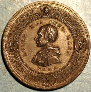Medaille Vatikan Zink Löwe XIII Basilika St. Peter Rom - Bild 1 von 2