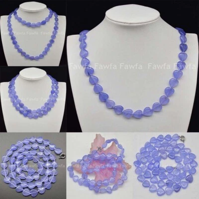 Collar de cuentas finas naturales de 15 mm con gemas de alejandrita púrpura en forma de corazón 16-72""  Foto 1 de 4