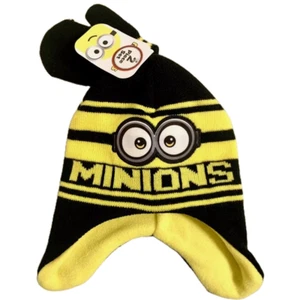 Minions Yellow And Black Beanie And Mittens Set- Toddler One Size/New - Picture 1 of 3