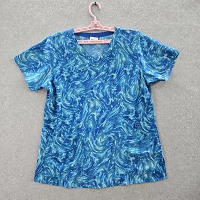 Blusa Médica Carhartt Mujer Grande Azul Fuerza Cruz Flexible Cuello en Y Moda Manga Corta Foto 1 de 4