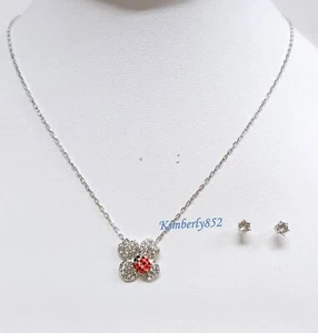 Swarovski Billy Lady Bug on Clover Set Pendant/Earrings Crystal NEW 5086250 - Picture 1 of 10