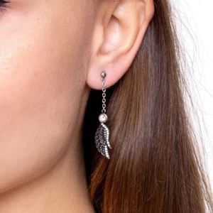 Angel Wings Earrings with White Crystal by Controse - Picture 1 of 5