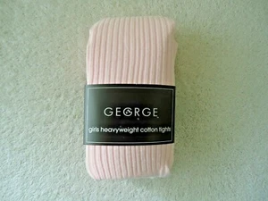 George Girls " NWT " Size 12 - 14 Pink Heavyweight Cotton Tights " BEAUTIFUL " - Picture 1 of 5