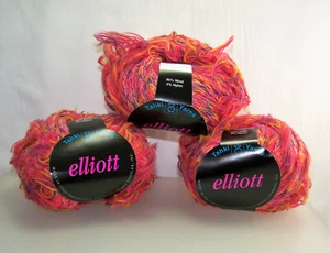 Hilos Tahki ELLIOT 95 % lana 5 % nailon rojo amarillo púrpura 3 bolas Italia - Imagen 1 de 4