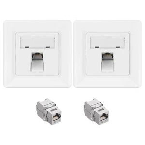 2 x prise clé blindée CAT6A avec plaque murale pour connexion par câble Ethernet - Photo 1/7