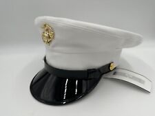 7 1/8" USMC Marine Corps Dress Blue Enlisted Cotton Service White Dress Cap Hat