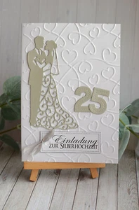 3D Einladungskarten mit Umschlag Silberhochzeit silber - Bild 1 von 1
