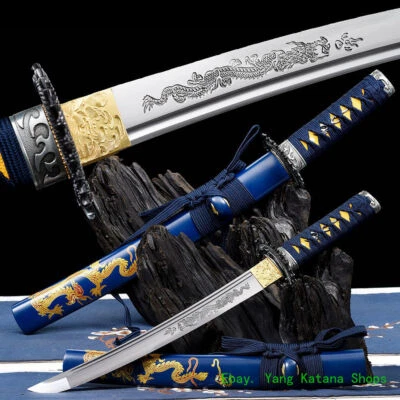 Espada de hoja de acero al carbono Dragon Tanto cuchillo daga katana corta japonesa #1321 Foto 1 de 4