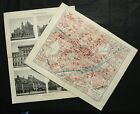 1897 Set of 2 Antique prints of MUNICH, GERMANY. City map and monuments.