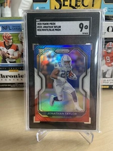 2020 Panini Prizm Blue White Red Jonathan Taylor INDIANAPOLIS RC ROOKIE SGC 9 - Bild 1 von 1