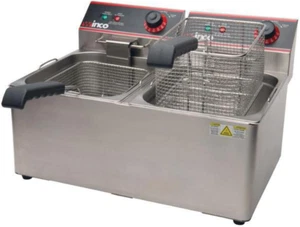 Dual Well Heavy Duty Electric Commercial Stainless Steel 8L Deep Fryer in Silver - Picture 1 of 1