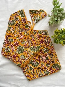 Women Cotton Blouse Saree Blouses Sari Choli Indian Readymade Bollywood Crop Top - Picture 1 of 12