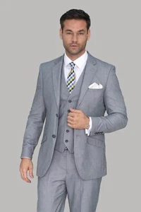 Cavani Men’s Formal Slim Fit Suit in Grey 3-Piece Set Clearance Sale Was £225 - Picture 1 of 10