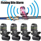 4Pcs Electronic LED Light Fishing Bite Sound Alarm Alert Bell Clip On Fish Rod
